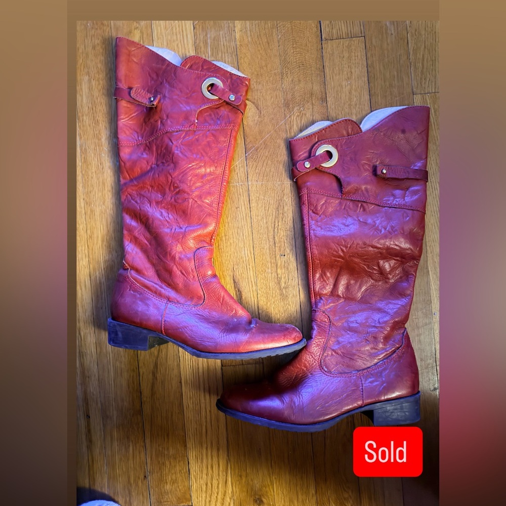 Women's Red Leather Boots
